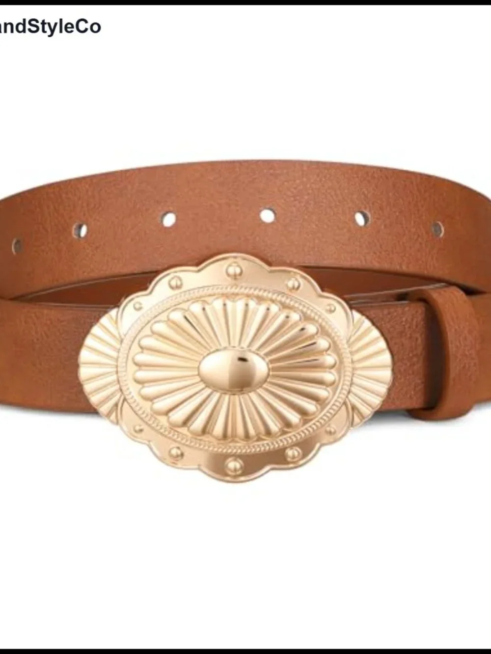 Vintage Leather Western Belt with Turquoise Concho Buckle